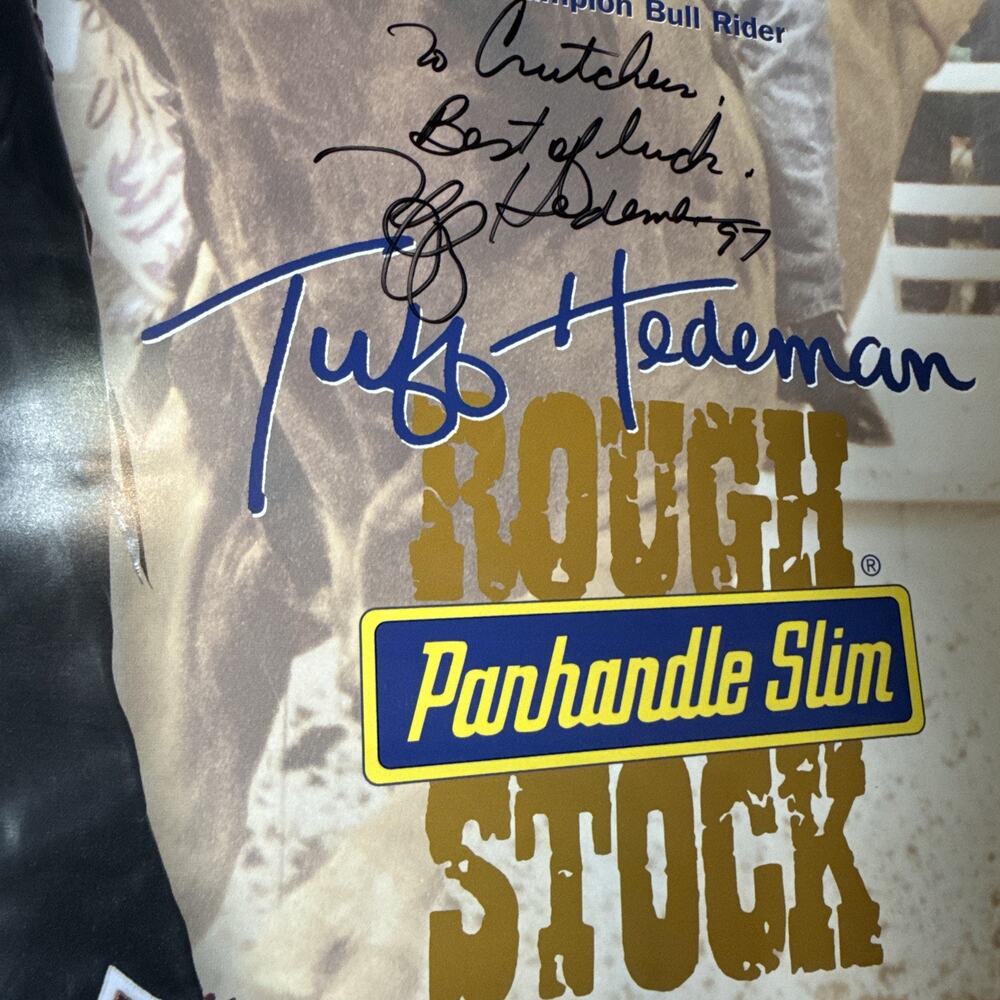 Tuff Hedeman Autographed Poster 1995 PBR Panhandle Slim Rough Stock 26" x 18" - Picture 2 of 9